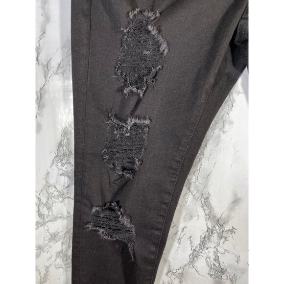 Arizona Jean Co. Black Distressed Hi-Rise Jegging Size 9 Short Cotton Polyester - Picture 6 of 13